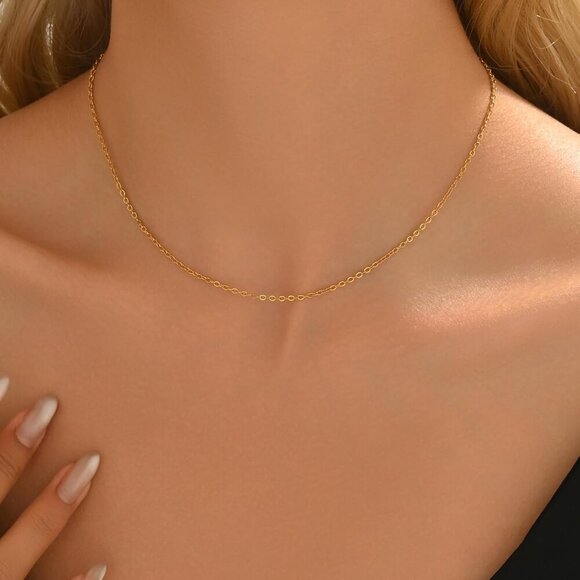 Hypoallergenic 18K Gold Plated Choker Necklace - Waterproof & Tarnish Resistant - Picture 4 of 7